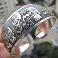 Zinc Alloy Cuff Bangle, Elephant, antique silver color plated, vintage & fashion jewelry & for woman, 60*25mm 