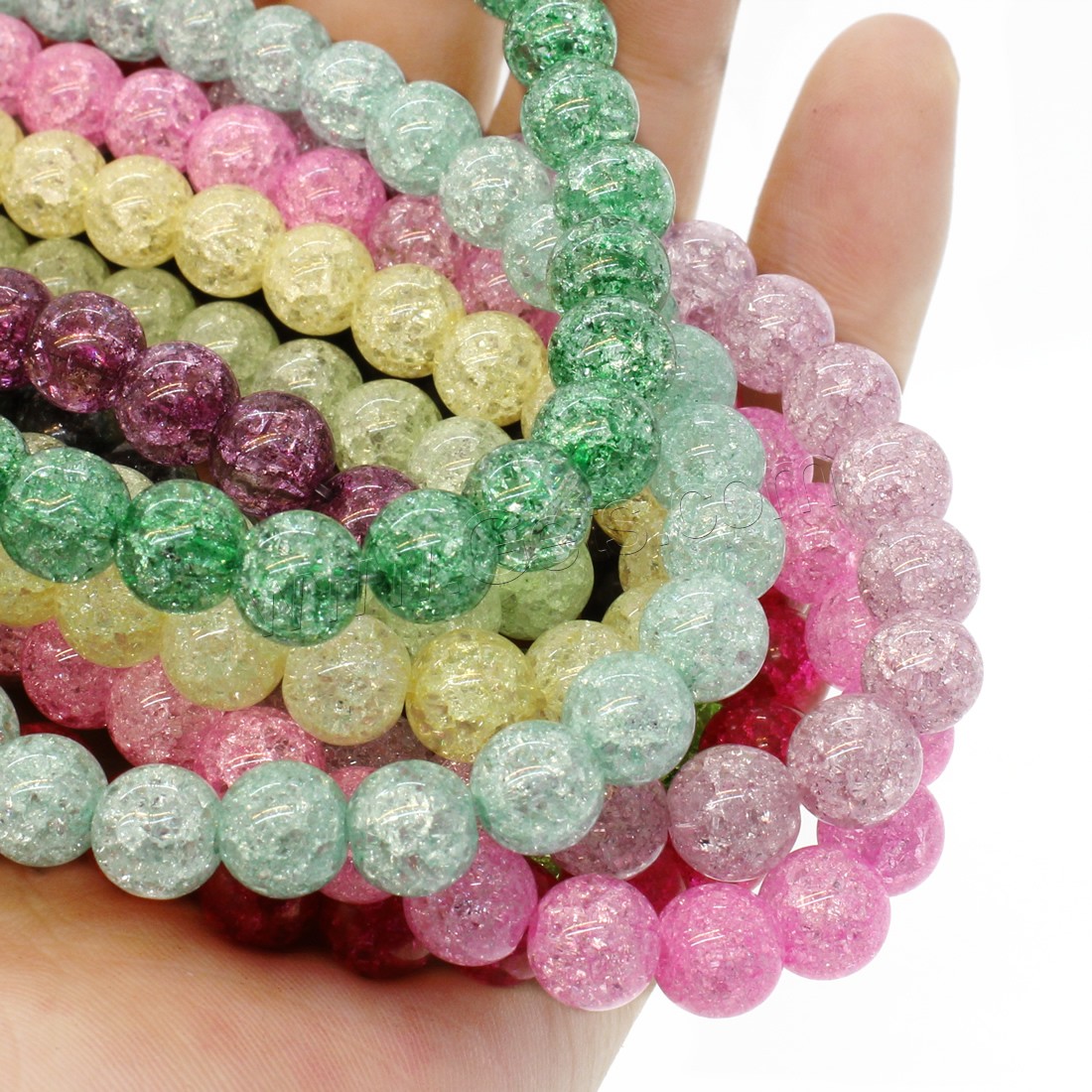 Knistern Quarz Perlen, rund, verschiedene Größen vorhanden, keine, Bohrung:ca. 1mm, Länge:ca. 14.9 ZollInch, verkauft von Strang