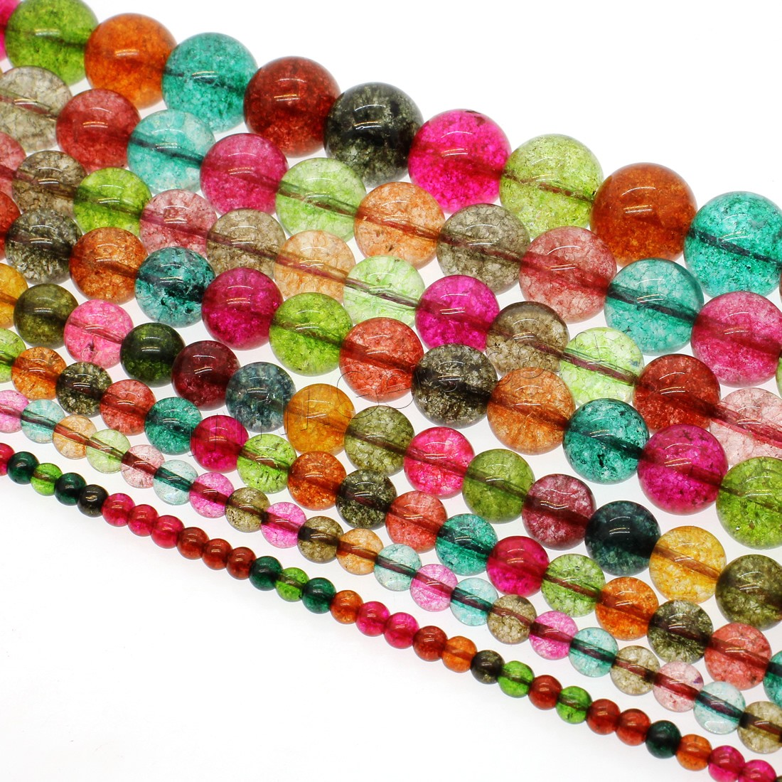 Crackle Quartz Beads, Round, different size for choice, mixed colors, Hole:Approx 1mm, Length:Approx 14.9 Inch, Sold By Strand
