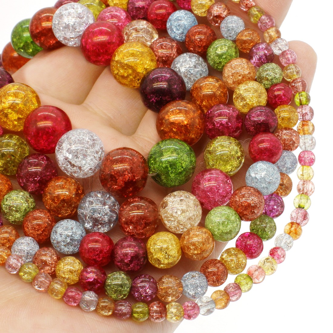 Crackle Quartz Beads, Round, different size for choice, mixed colors, Hole:Approx 1mm, Length:Approx 14.9 Inch, Sold By Strand
