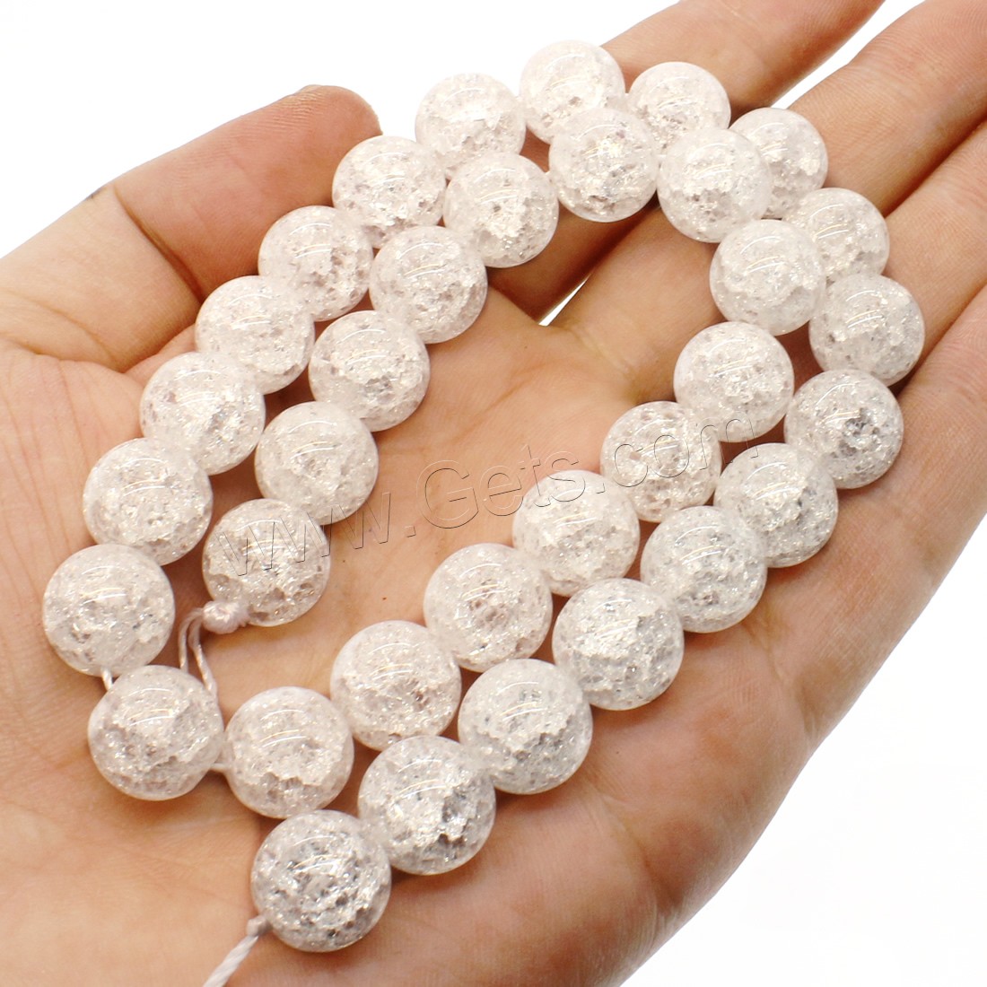 Crackle Quartz Beads, Round, different size for choice, white, Hole:Approx 1mm, Length:Approx 14.9 Inch, Sold By Strand