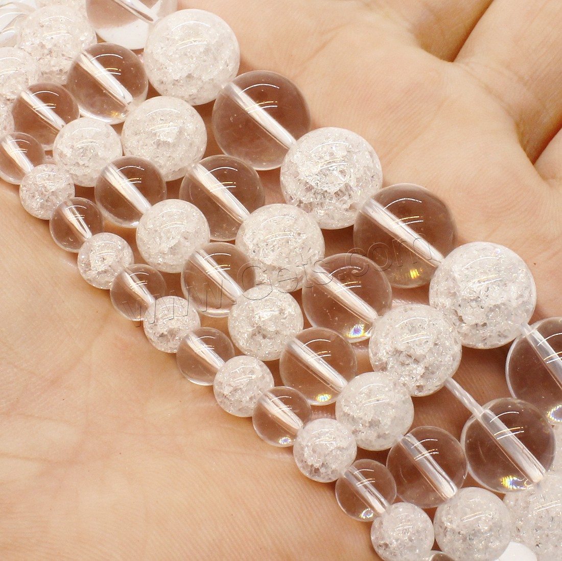 Crackle Quartz Beads, Round, different size for choice, Hole:Approx 1mm, Length:Approx 14.9 Inch, Sold By Strand