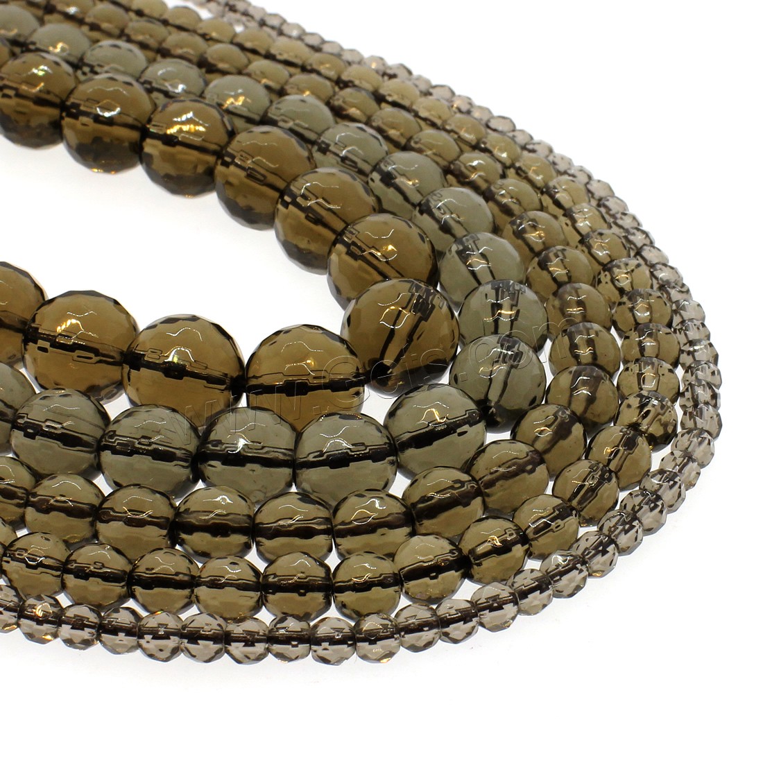 Natural Smoky Quartz Beads, Round, different size for choice & faceted, tan, Hole:Approx 1mm, Length:Approx 14.9 Inch, Sold By Strand