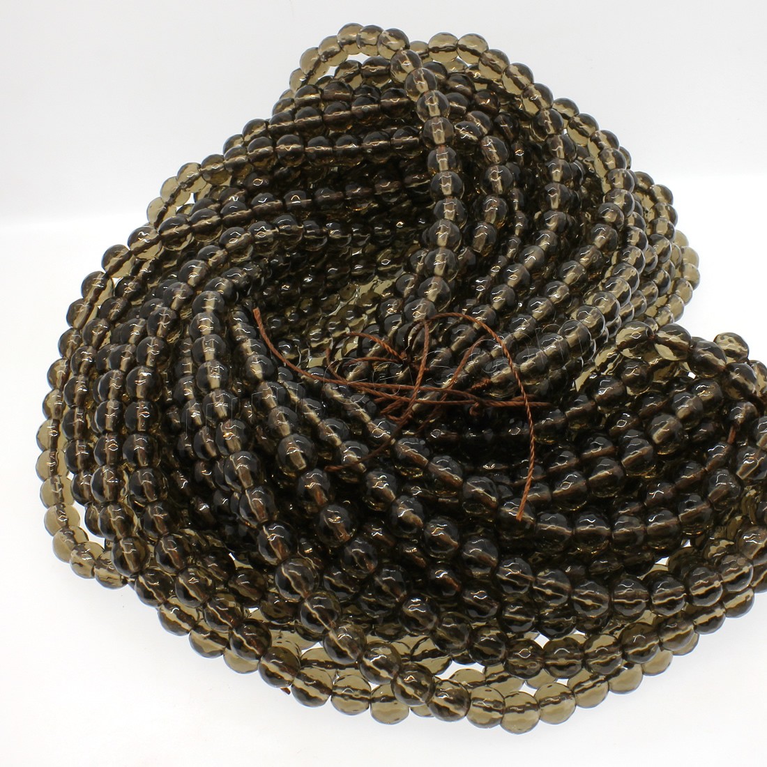 Natural Smoky Quartz Beads, Round, different size for choice & faceted, tan, Hole:Approx 1mm, Length:Approx 14.9 Inch, Sold By Strand
