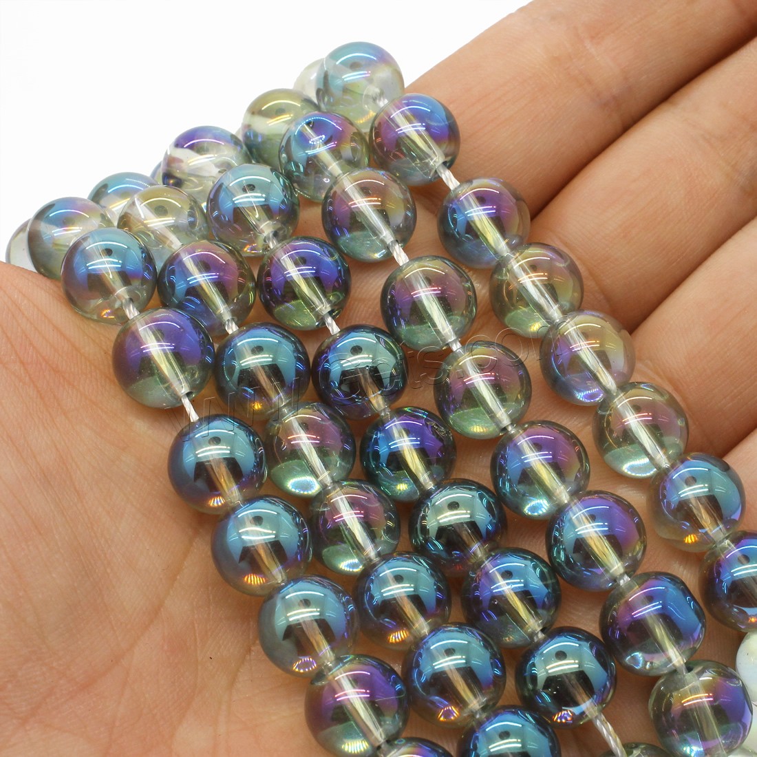 Natural Clear Quartz Beads, Round, plated, different size for choice, multi-colored, Hole:Approx 1mm, Length:Approx 14.9 Inch, Sold By Strand