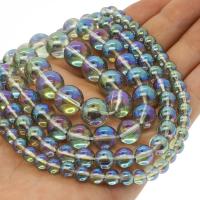 Natural Clear Quartz Beads, Round, plated multi-colored Approx 1mm Approx 14.9 Inch 