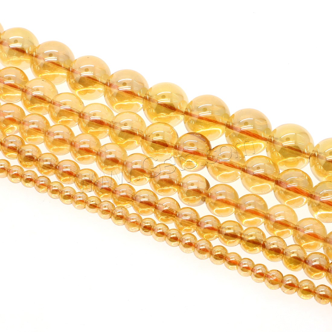 Natürliche klare Quarz Perlen, Klarer Quarz, rund, plattiert, verschiedene Größen vorhanden, orange, Bohrung:ca. 1mm, Länge:ca. 14.9 ZollInch, verkauft von Strang