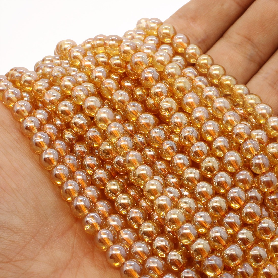 Natural Clear Quartz Beads, Round, plated, different size for choice, orange, Hole:Approx 1mm, Length:Approx 14.9 Inch, Sold By Strand