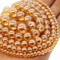 Natural Clear Quartz Beads, Round, plated orange Approx 1mm Approx 14.9 Inch 