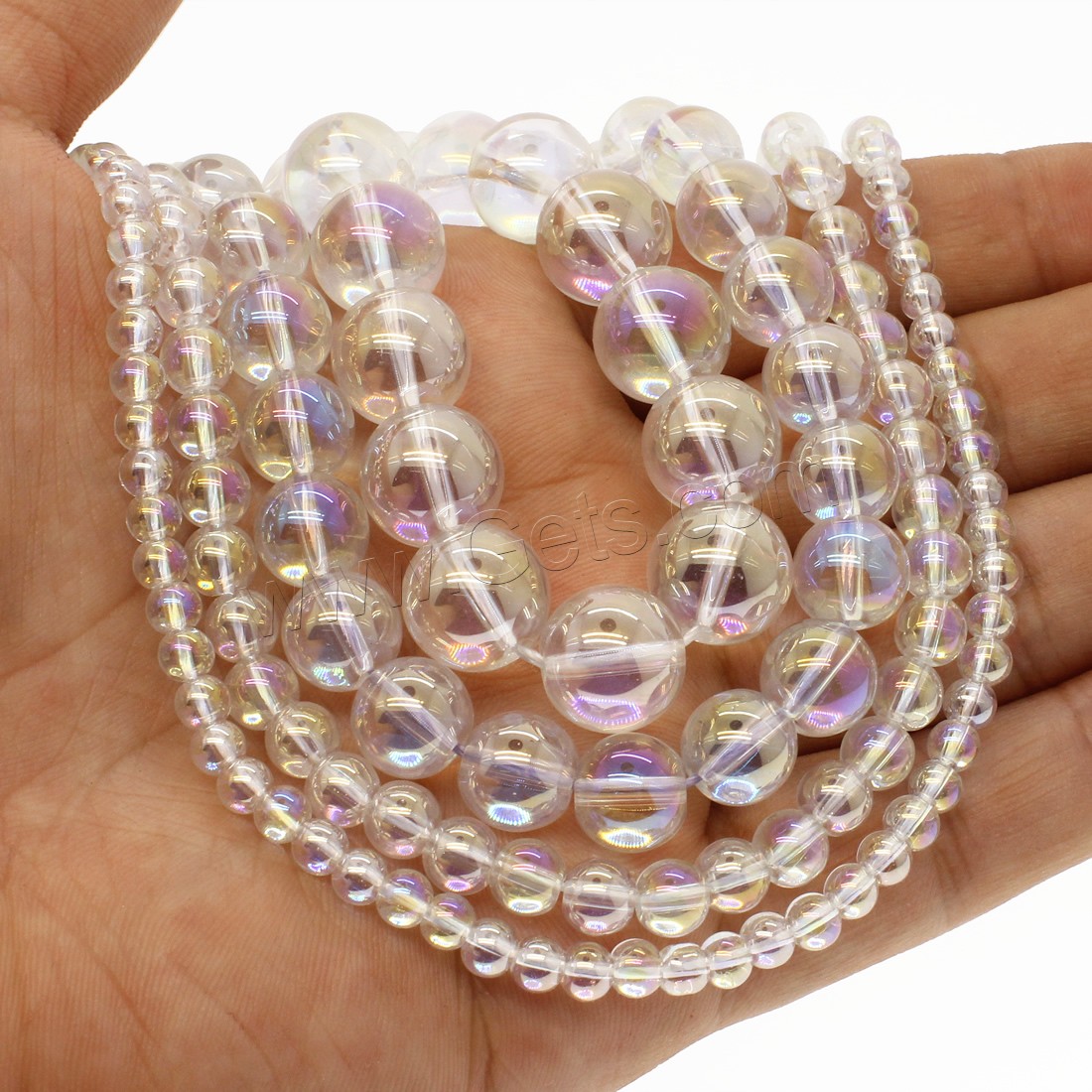Natürliche klare Quarz Perlen, Klarer Quarz, rund, plattiert, verschiedene Größen vorhanden, farbenfroh, Bohrung:ca. 1mm, Länge:ca. 14.9 ZollInch, verkauft von Strang