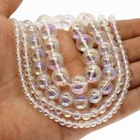 Natural Clear Quartz Beads, Round, plated multi-colored Approx 1mm Approx 14.9 Inch 
