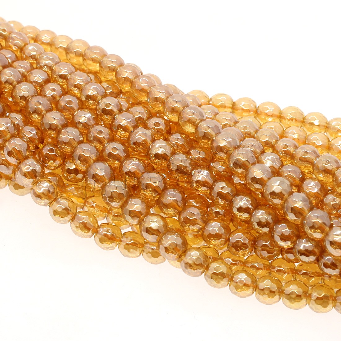 Natural Clear Quartz Beads, Round, plated, different size for choice & faceted, orange, Hole:Approx 1mm, Length:Approx 14.9 Inch, Sold By Strand