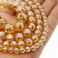 Natural Clear Quartz Beads, Round, plated & faceted, orange Approx 1mm Approx 14.9 Inch 