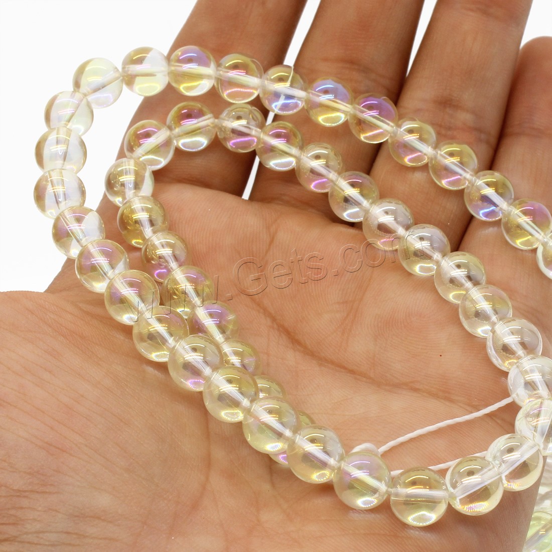 Natural Clear Quartz Beads, Round, plated, different size for choice, yellow, Hole:Approx 1mm, Length:Approx 14.9 Inch, Sold By Strand