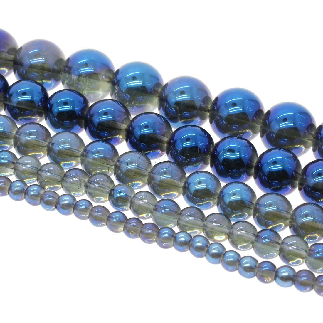 Cristal clair naturel, quartz clair, Rond, Placage, normes différentes pour le choix, bleu, Trou:Environ 1mm, Longueur:Environ 14.9 pouce, Vendu par brin