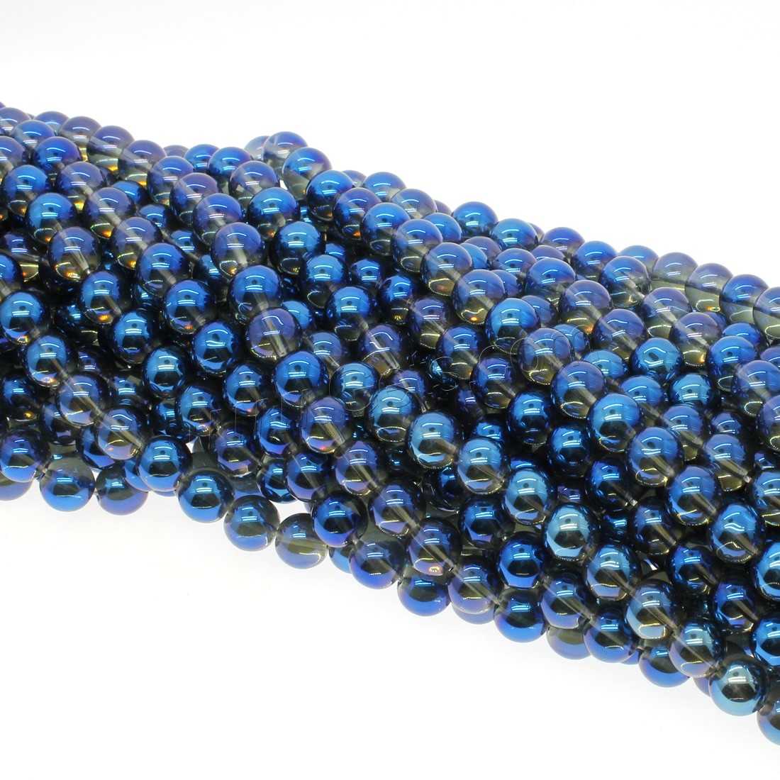 Natürliche klare Quarz Perlen, Klarer Quarz, rund, plattiert, verschiedene Größen vorhanden, blau, Bohrung:ca. 1mm, Länge:ca. 14.9 ZollInch, verkauft von Strang