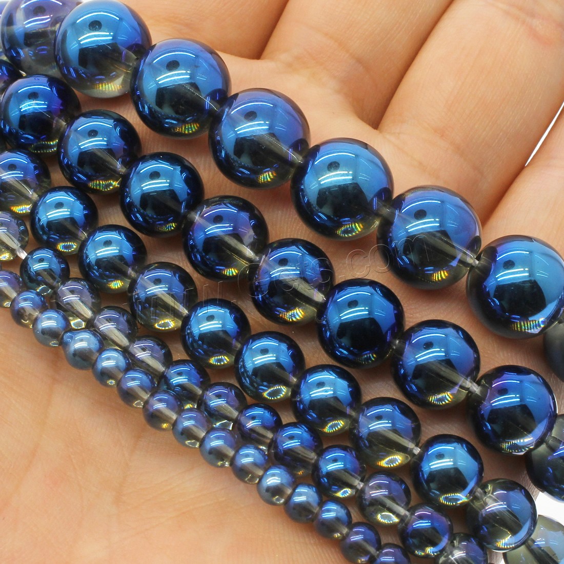 Natural Clear Quartz Beads, Round, plated, different size for choice, blue, Hole:Approx 1mm, Length:Approx 14.9 Inch, Sold By Strand