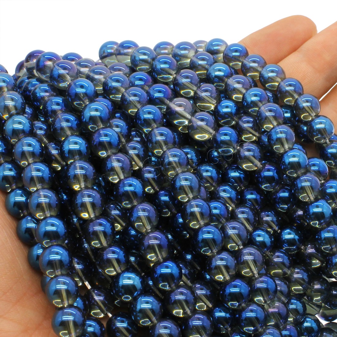 Natural Clear Quartz Beads, Round, plated, different size for choice, blue, Hole:Approx 1mm, Length:Approx 14.9 Inch, Sold By Strand
