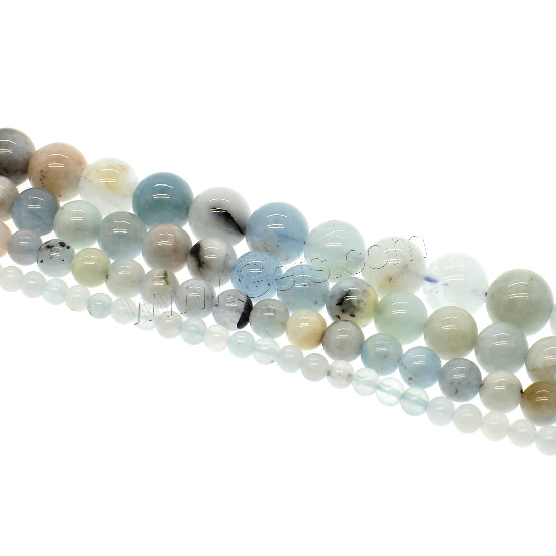 Perles aigue-marine, Rond, normes différentes pour le choix, bleu de mer, Trou:Environ 1mm, Longueur:Environ 14.9 pouce, Vendu par brin