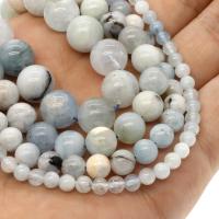 Aquamarin Perlen, rund, verschiedene Größen vorhanden, seeblau, Bohrung:ca. 1mm, Länge:ca. 14.9 ZollInch, verkauft von Strang