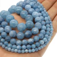 Aquamarin Perlen, rund, verschiedene Größen vorhanden, seeblau, Bohrung:ca. 1mm, Länge:ca. 14.9 ZollInch, verkauft von Strang