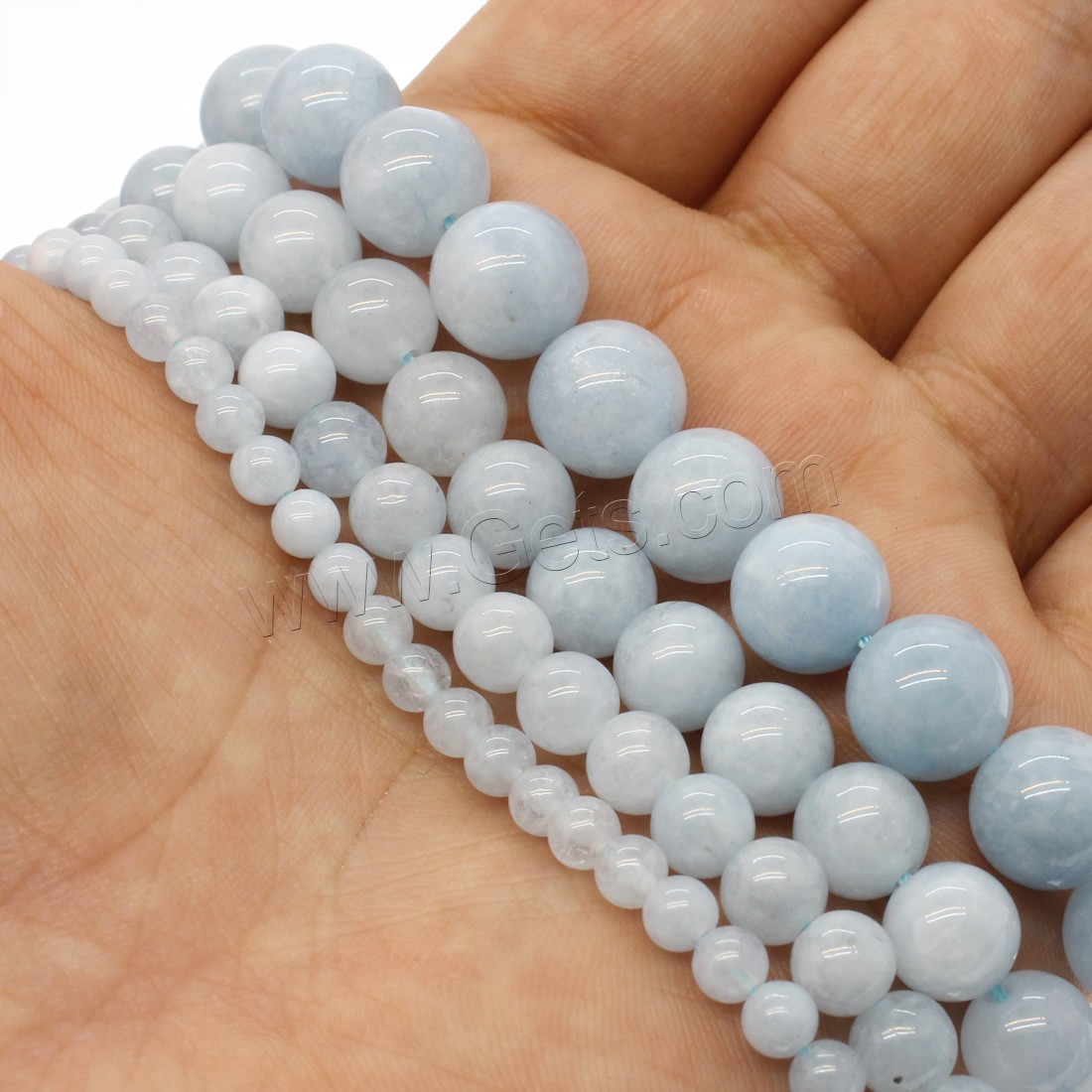 Aquamarine Beads, Round, different size for choice, light blue, Hole:Approx 1mm, Length:Approx 14.9 Inch, Sold By Strand