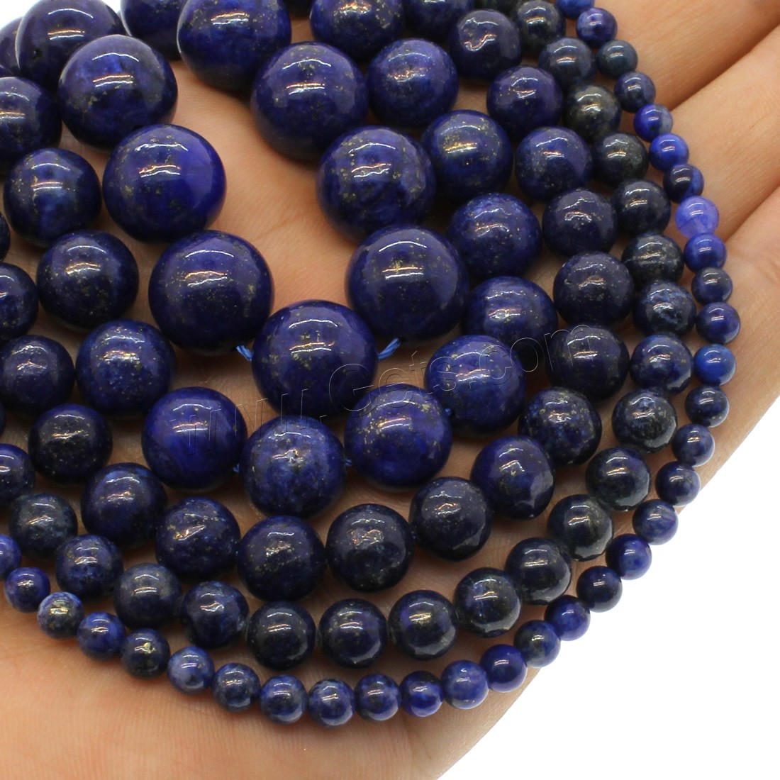 Einzelne Edelstein Perlen, synthetischer Lapis, rund, verschiedene Größen vorhanden, dunkler Lapislazuli, Bohrung:ca. 1mm, Länge:ca. 14.9 ZollInch, verkauft von Strang