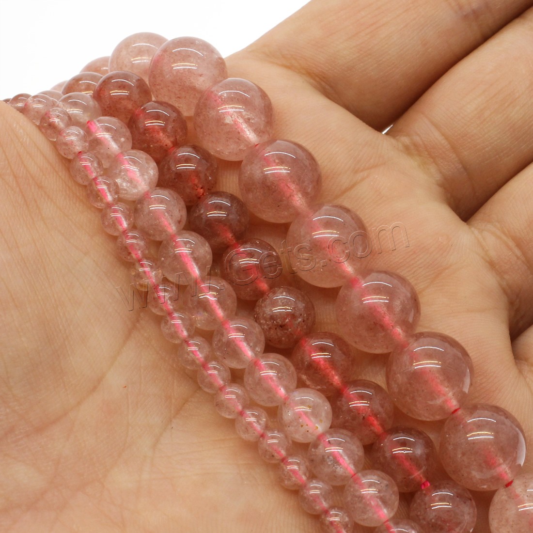Strawberry Quartz Beads, Round, different size for choice, pink, Hole:Approx 1mm, Length:Approx 14.9 Inch, Sold By Strand