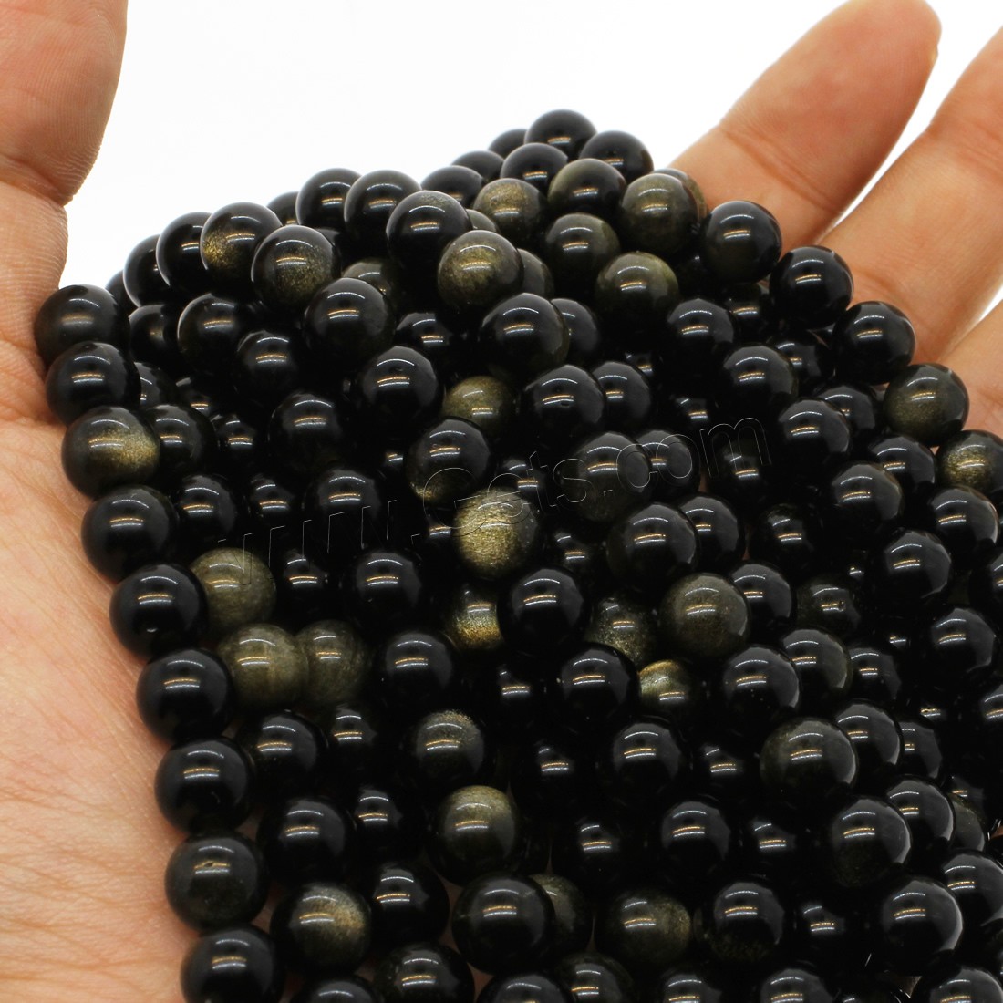 Gold Obsidian Beads, Round, different size for choice, Hole:Approx 1mm, Length:Approx 14.9 Inch, Sold By Strand