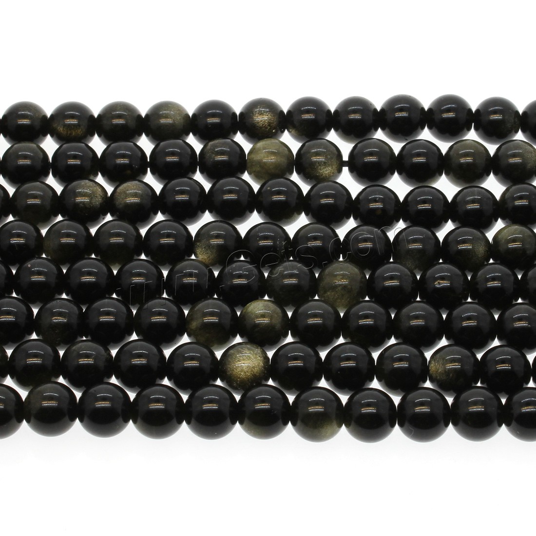 or Obsidian goutte, Rond, normes différentes pour le choix, Trou:Environ 1mm, Longueur:Environ 14.9 pouce, Vendu par brin
