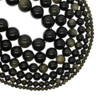 Gold Obsidian Beads, Round Approx 1mm Approx 14.9 Inch 