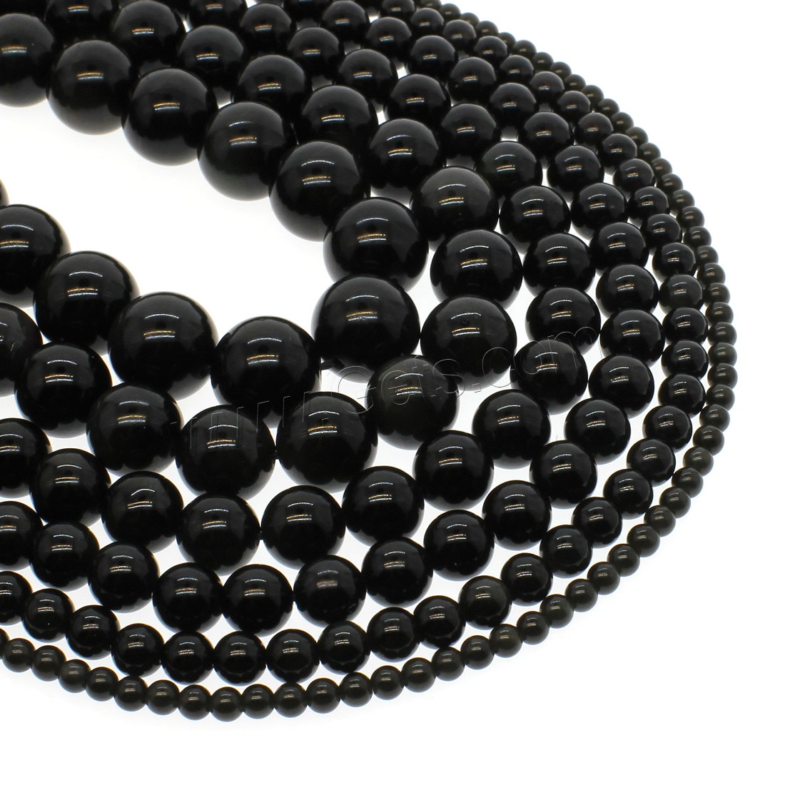Regenbogen Obsidian Perle, rund, verschiedene Größen vorhanden, Bohrung:ca. 1mm, Länge:ca. 14.9 ZollInch, verkauft von Strang