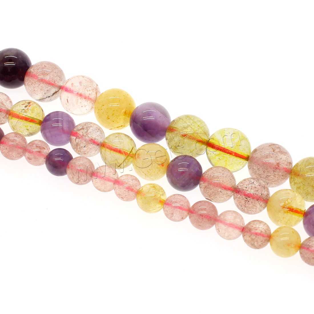 Mix Color Quartz Beads, Gemstone, Round, different size for choice, mixed colors, Hole:Approx 1mm, Length:Approx 14.9 Inch, Sold By Strand