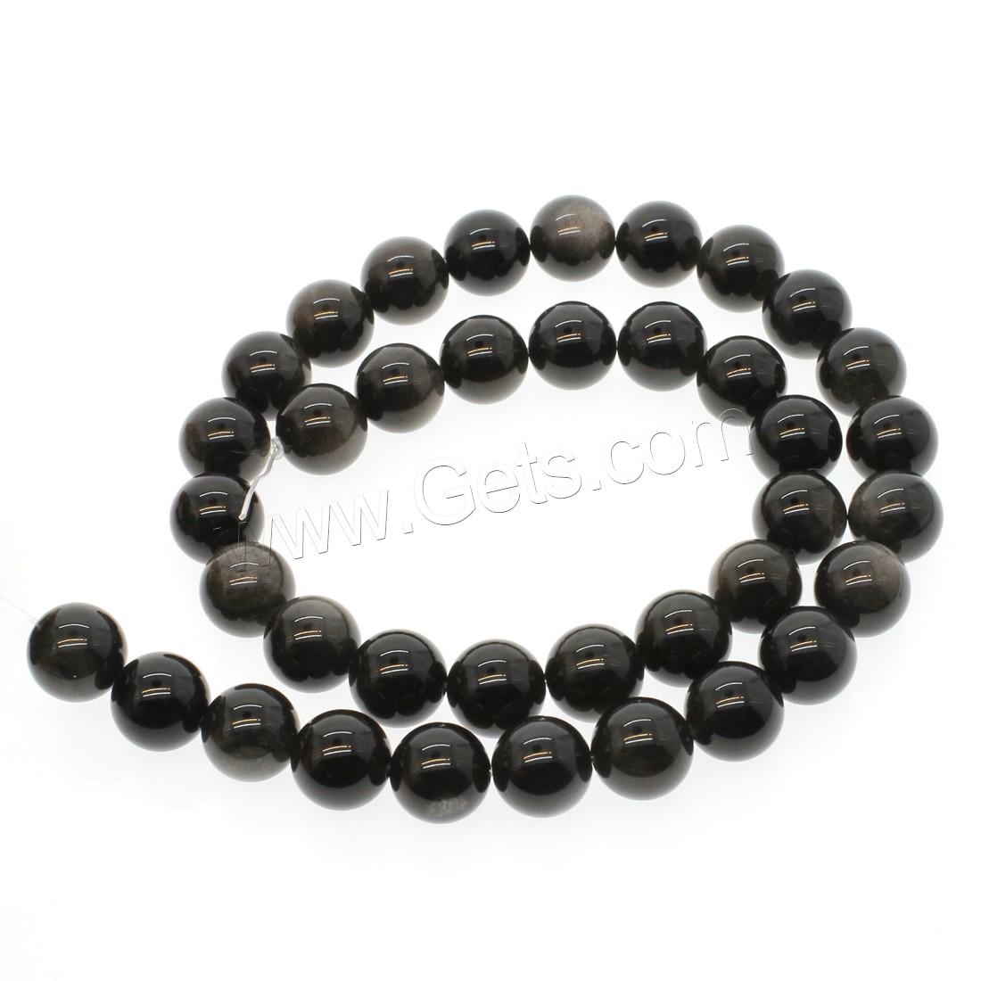 Silver Obsidian Beads, Round, different size for choice, silver color, Hole:Approx 1mm, Length:Approx 14.9 Inch, Sold By Strand