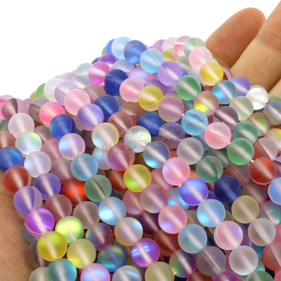 Labradorite Beads, Glass Beads, Round, glitter & different size for choice & frosted, more colors for choice, Hole:Approx 1mm, Length:Approx 14.9 Inch, Sold By Strand