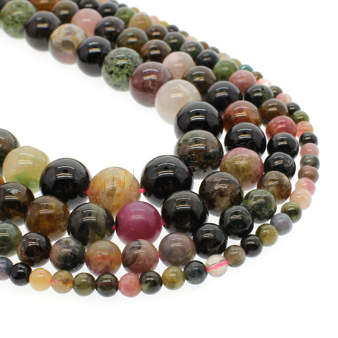Natural Tourmaline Beads, Round, different size for choice, mixed colors, Hole:Approx 1mm, Length:Approx 14.9 Inch, Sold By Strand