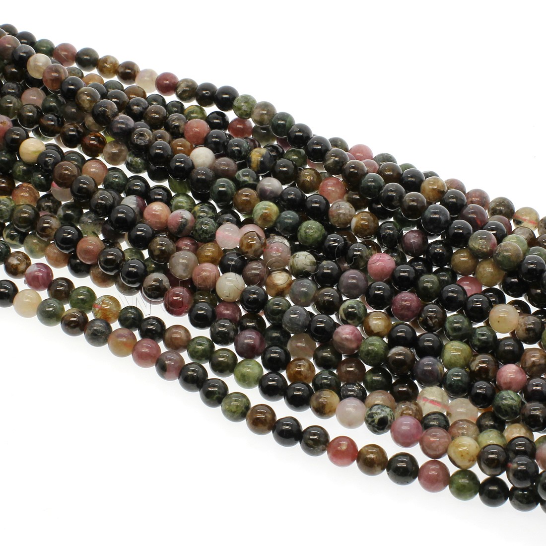 Natural Tourmaline Beads, Round, different size for choice, mixed colors, Hole:Approx 1mm, Length:Approx 14.9 Inch, Sold By Strand