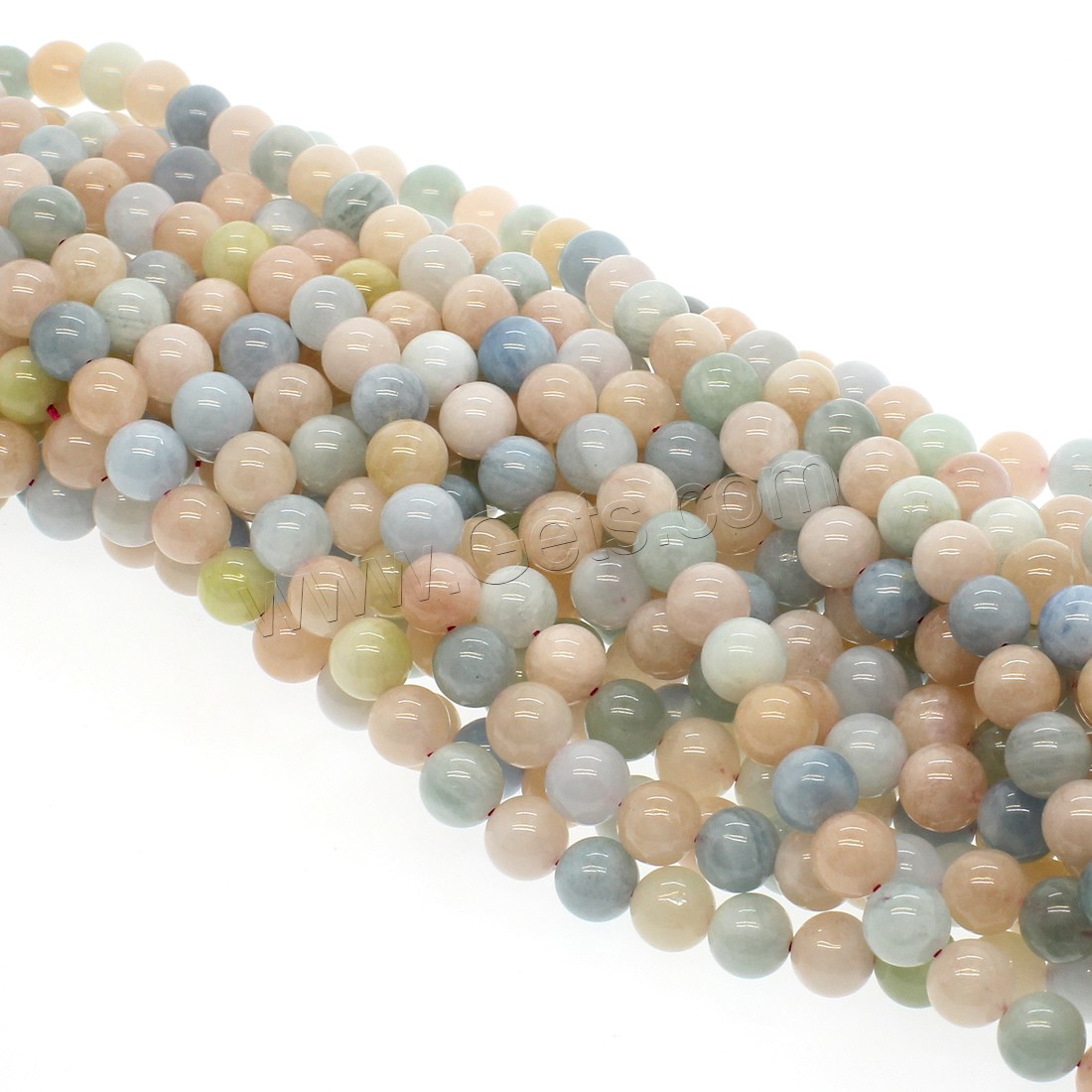 Morganit Perlen, rund, verschiedene Größen vorhanden, gemischte Farben, Bohrung:ca. 1mm, Länge:ca. 14.9 ZollInch, verkauft von Strang
