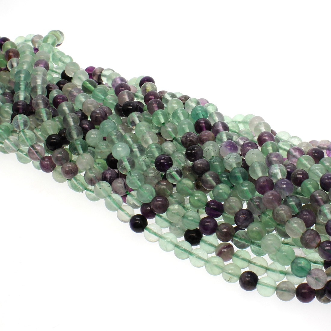 Buntes Fluorit Perle, rund, verschiedene Größen vorhanden, gemischte Farben, Bohrung:ca. 1mm, Länge:ca. 14.9 ZollInch, verkauft von Strang