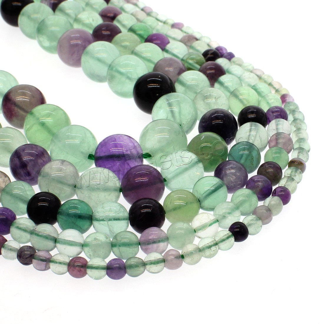 Colorful Fluorite Beads, Round, different size for choice, mixed colors, Hole:Approx 1mm, Length:Approx 14.9 Inch, Sold By Strand