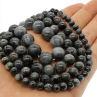 Hawk-eye Stone Beads, Round black Approx 1mm Approx 14.9 Inch 