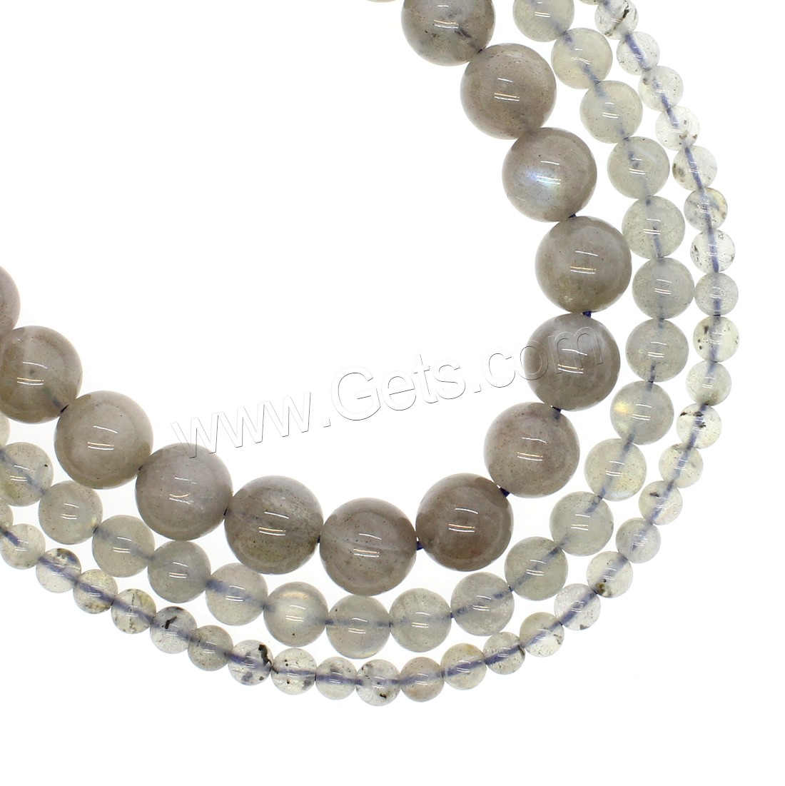 Labradorit Perlen, rund, verschiedene Größen vorhanden, grau, Bohrung:ca. 1mm, Länge:ca. 14.9 ZollInch, verkauft von Strang