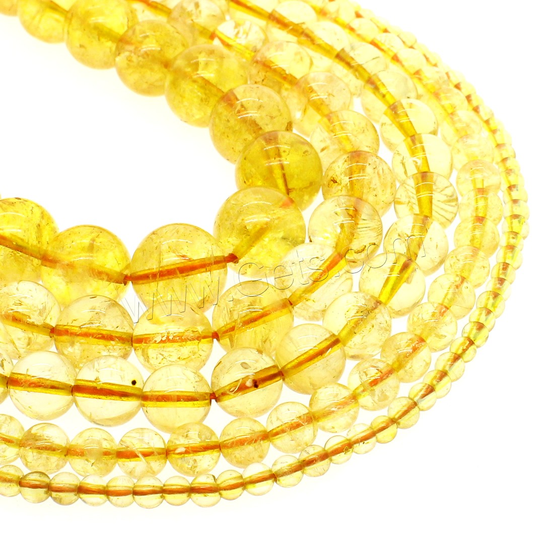 Natural Citrine Beads, Round, different size for choice, yellow, Hole:Approx 1mm, Length:Approx 14.9 Inch, Sold By Strand