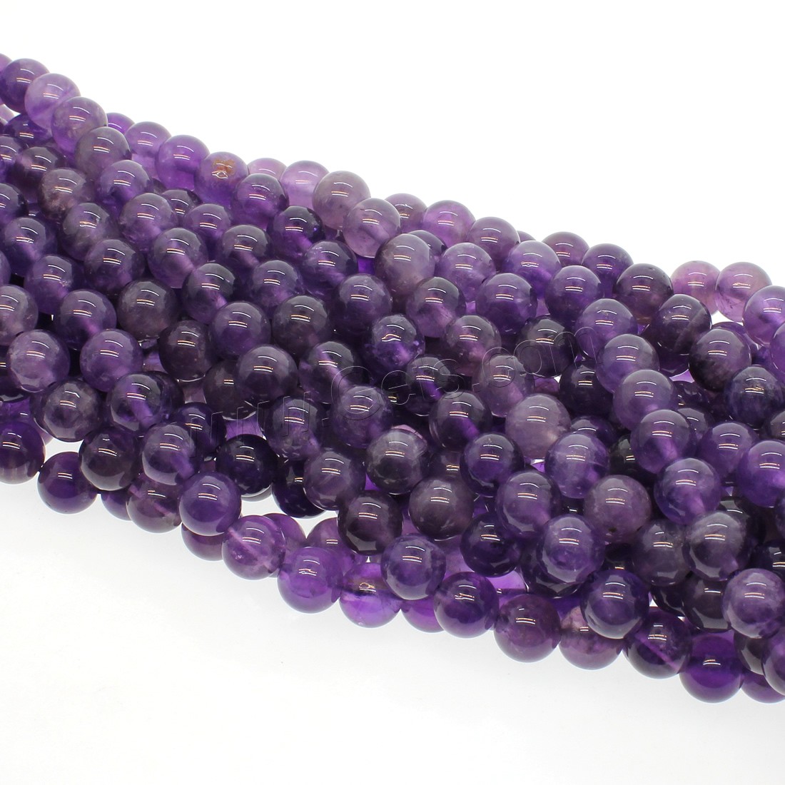 天然紫水晶のビーズ, アメジスト, ラウンド形, 異なるサイズの選択, パープル, 穴:約 1mm, 長さ:約 14.9 インチ, 売り手 ストランド