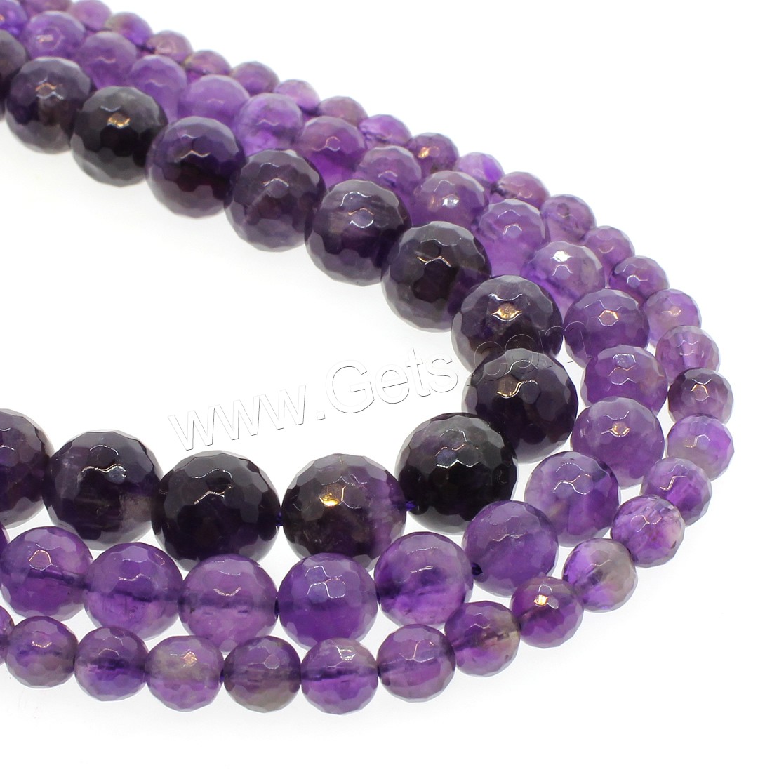 Natürliche Amethyst Perlen, rund, verschiedene Größen vorhanden & facettierte, violett, Bohrung:ca. 1mm, Länge:ca. 14.9 ZollInch, verkauft von Strang