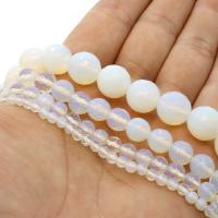 Perles d'opale de mer, Opaline, Rond, normes différentes pour le choix & facettes, blanc Environ 1mm Environ 14.9 pouce, Vendu par brin