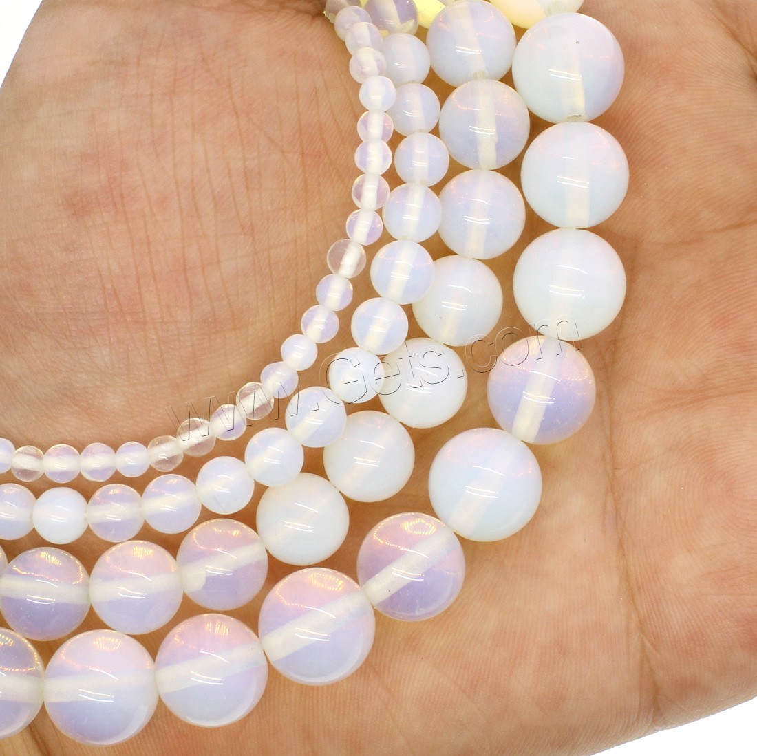 Sea Opal Jewelry Beads, Round, different size for choice, white, Hole:Approx 1mm, Length:Approx 14.9 Inch, Sold By Strand