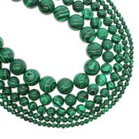 Natürliche Malachit Perlen, rund, verschiedene Größen vorhanden, grün, Bohrung:ca. 1mm, Länge:ca. 14.9 ZollInch, verkauft von Strang