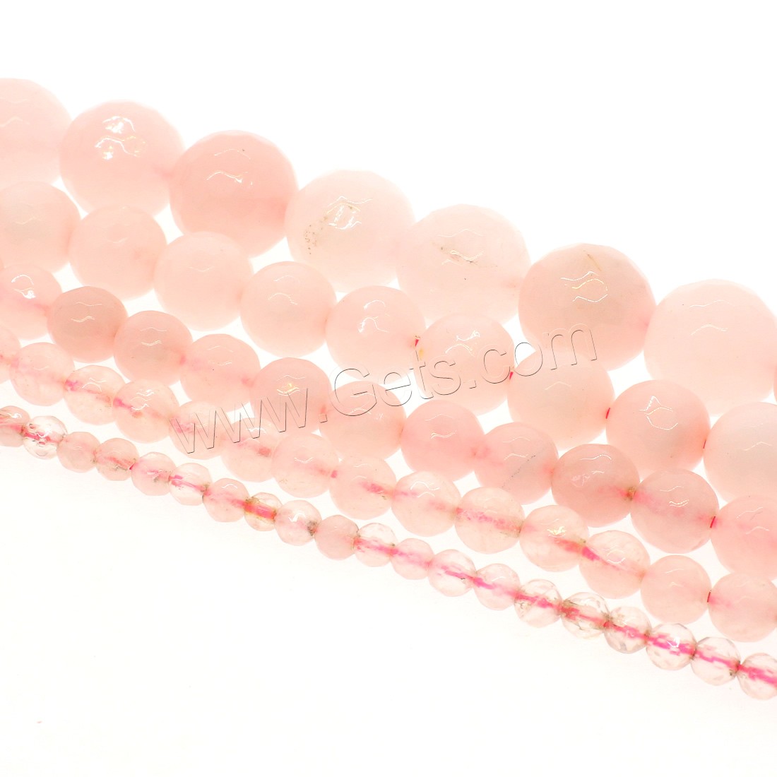 Бусы из природного розового кварца , розовый кварц, Круглая, разный размер для выбора & граненый, розовый, отверстие:Приблизительно 1mm, длина:Приблизительно 14.9 дюймовый, продается Strand