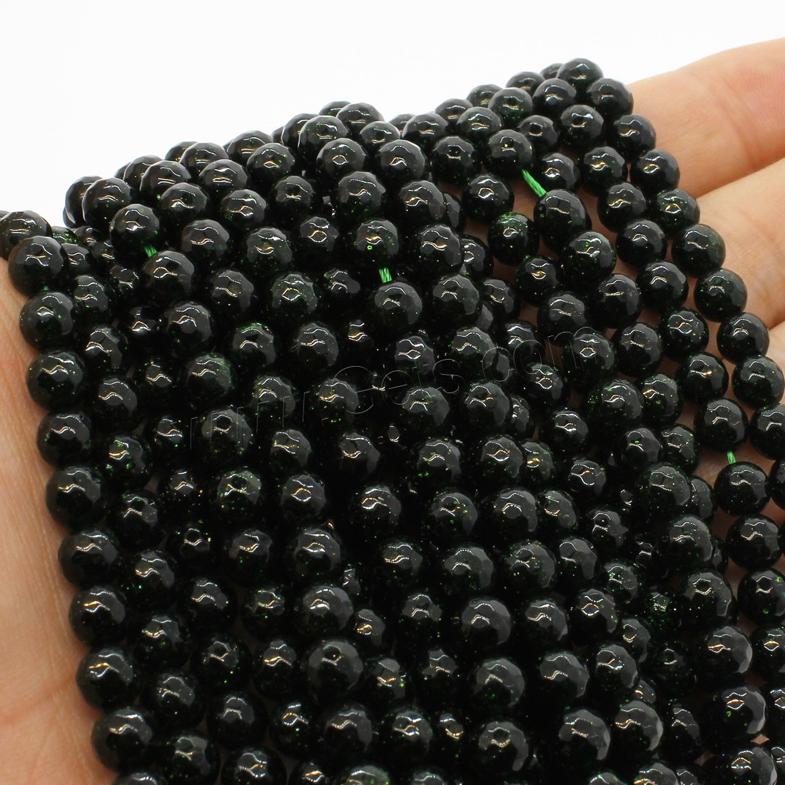 Grüne Goldstein Perlen, grüner Goldsandstein, rund, verschiedene Größen vorhanden & facettierte, grün, Bohrung:ca. 1mm, Länge:ca. 14.9 ZollInch, verkauft von Strang